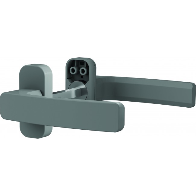 Visuel - QUAD - Ensemble bequille double sur rosace étroite - Bec de cane - Gris 9006B _11527.jpg VACHETTE