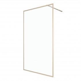Paroi de douche fixe or brossé - 120 cm - verre transparent - Golden Edge AURLANE
