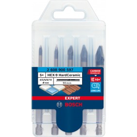 Coffret de 5 forets Expert HardCeramic HEX-9 - diamètre 4/5/6/8/10mm BOSCH