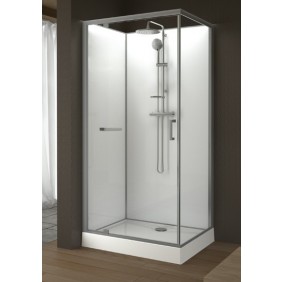 Cabine de douche rectangulaire - 120 x 80 cm porte coulissante - Kara LEDA