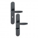 Poignées de porte sur plaques - 195mm - aluminium noir mat - New York HOPPE