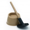 Brosse WC silicone avec picots - 100% hygiénique - beige sable PAPADO
