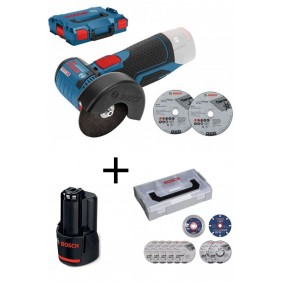 Meuleuse d'angle sans-fil GWS 12V-76 + Batterie 12V 2Ah + 9 disques 76mm BOSCH