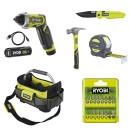 Pack tournevis électrique 4V RSD4-120T + panier porte-outils 17L + kit de maintenance (30 pièces) RYOBI