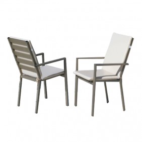 Lot de 2 fauteuils jardin - coussins tissus dralon - PALMA 3 HEVEA