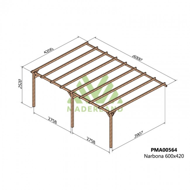 Pergola adossée en bois Oviedo 6 x 4,2 x 2,52 m - PMA00564.jpg MADERLAND