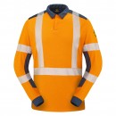 Polo haute visibilité multirisques LAPILLI orange fluo / bleu marine CEPOVETT SAFETY
