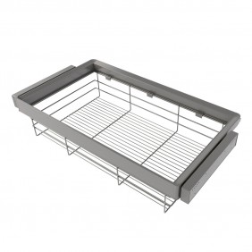 Kit panier en fils d'acier + cadre pour dressing Quartz - finition titane EMUCA