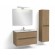 Pack meuble vasque 100cm 2 tiroirs + Colonne 140cm + Miroir 100cm + spot LED