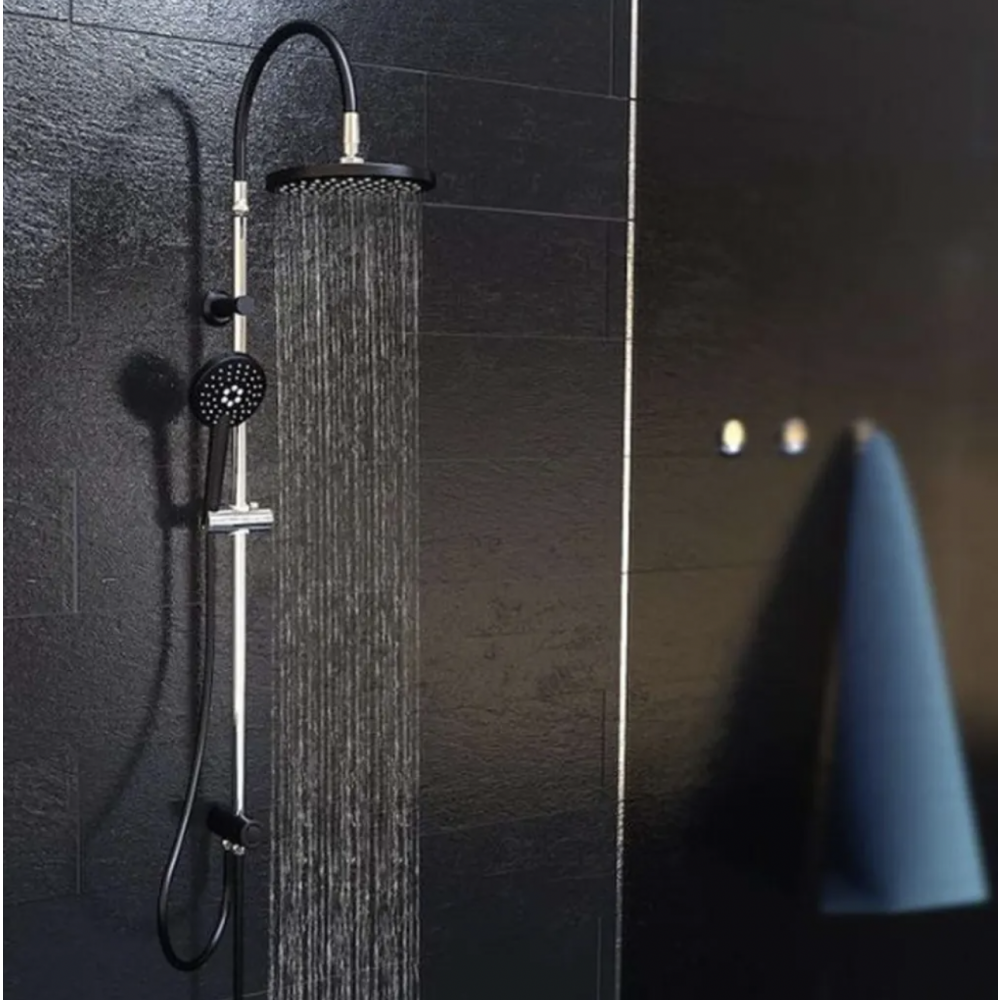 Colonne de douche avec tablette - thermostatique - noir mat - Samoa Rain  SCHÜTTE