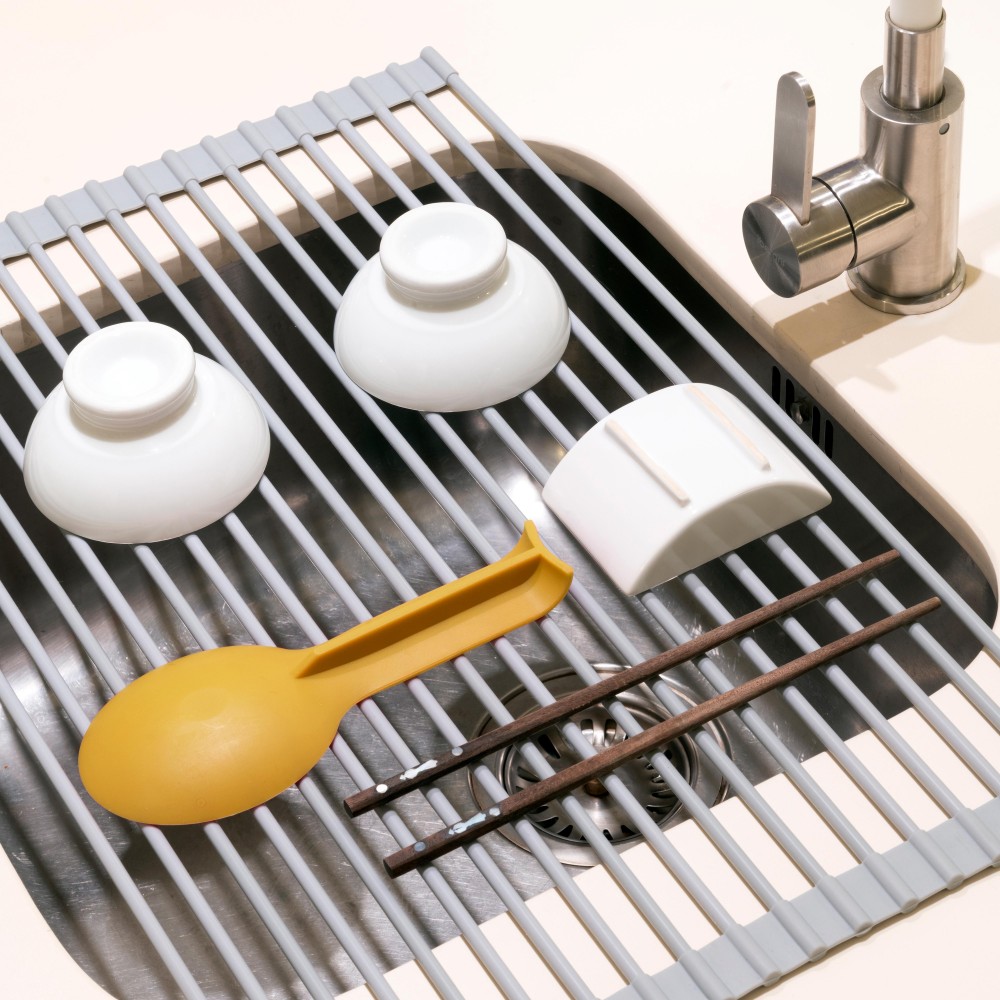 Égouttoir Et Bac De Rangement Pour Sacs Réutilisables | Séchage Rapide | Gain De Place | Silicone Sans BPA | Blanc