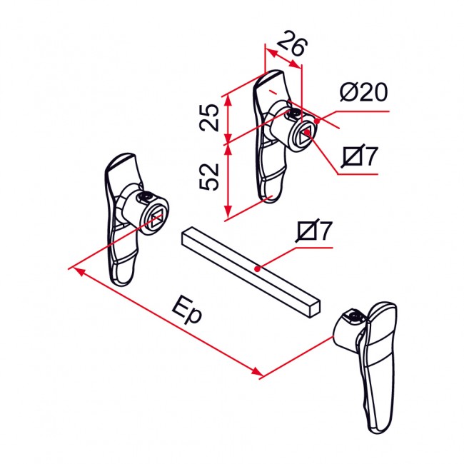 Poignée double pour serrure de portail - ergonomique - carré de 7 - Bricozor.jpg TIRARD