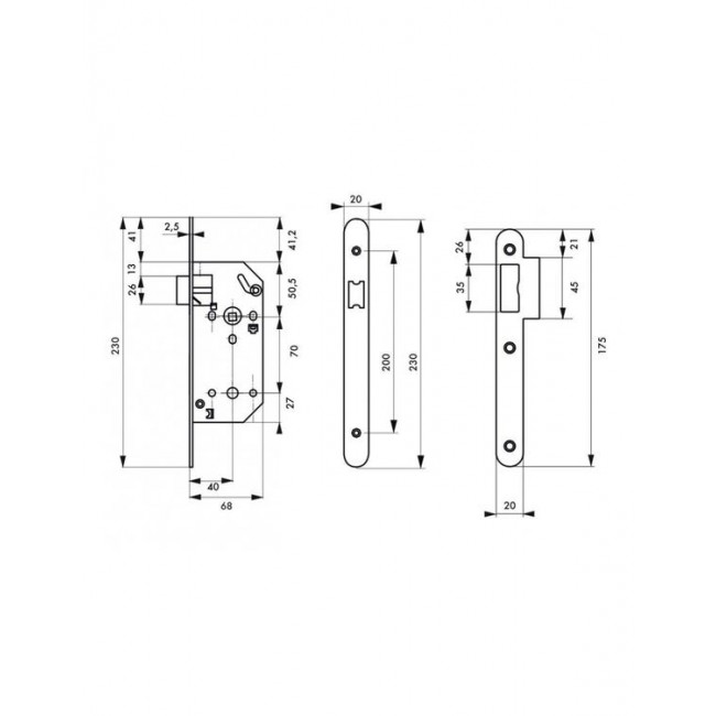 schema_Serrure à larder à bec de cane seul - têtière inox - axe 40 mm - Monomax_bricozor.jpeg FTH THIRARD