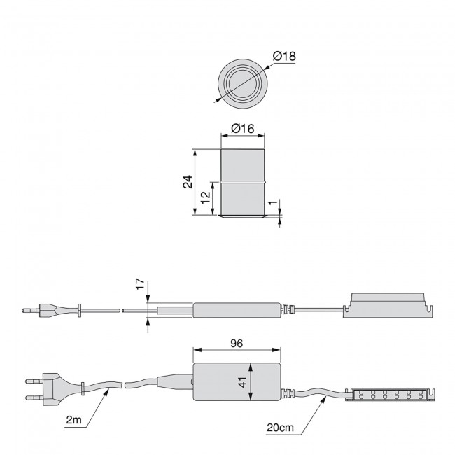 Schéma - Spot LED - encastrable - 12 V - aluminium - kit de 6 - Alcor - Bricozor.jpg EMUCA