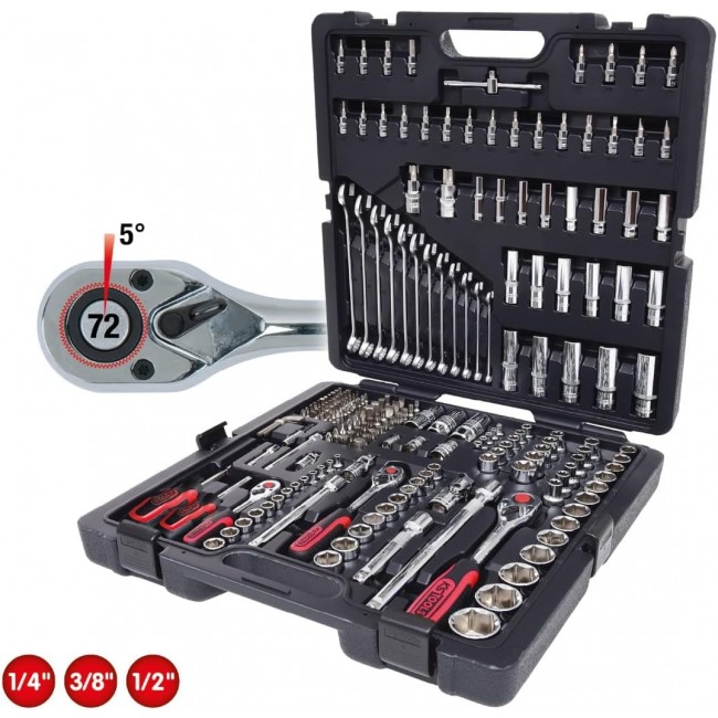 Coffret de douilles et accessoires CHROME Plus 1:4'' - 3:8'' - 1:2'' - 216 pièces - Bricozor 1.jpg KS TOOLS