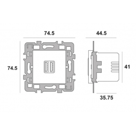 Mécanisme USB double 2.1A + cache blanc + support métal - Casual 