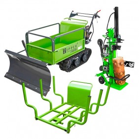 Pack mini dumper à chenilles + porte bûche + fendeur de bûche vertical ZIPPER